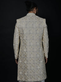 Champagne Floral Embroidered Sherwani with Premium Detailing view 1