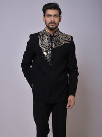 Black Embroidered Regal Bandh Gala view 4