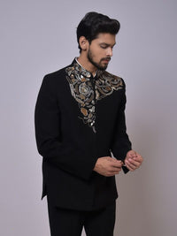 Black Embroidered Regal Bandh Gala view 3