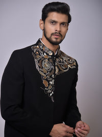 Black Embroidered Regal Bandh Gala view 2