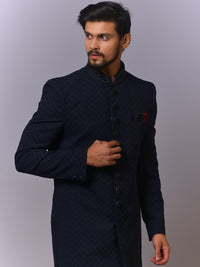 Midnight Blue Chevron Indo-Western view 2