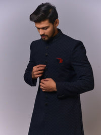 Midnight Blue Chevron Indo-Western view 1