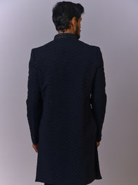 Midnight Blue Chevron Indo-Western view 4