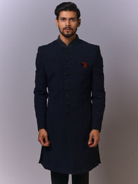 Midnight Blue Chevron Indo-Western view 3