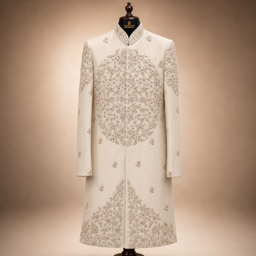 Ivory Celestial Bloom Embroidered Sherwani