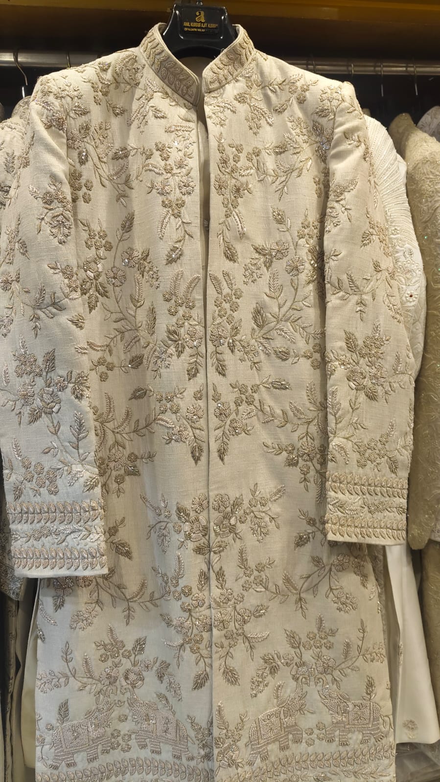 Ivory Floral Heritage Embroidered Sherwani