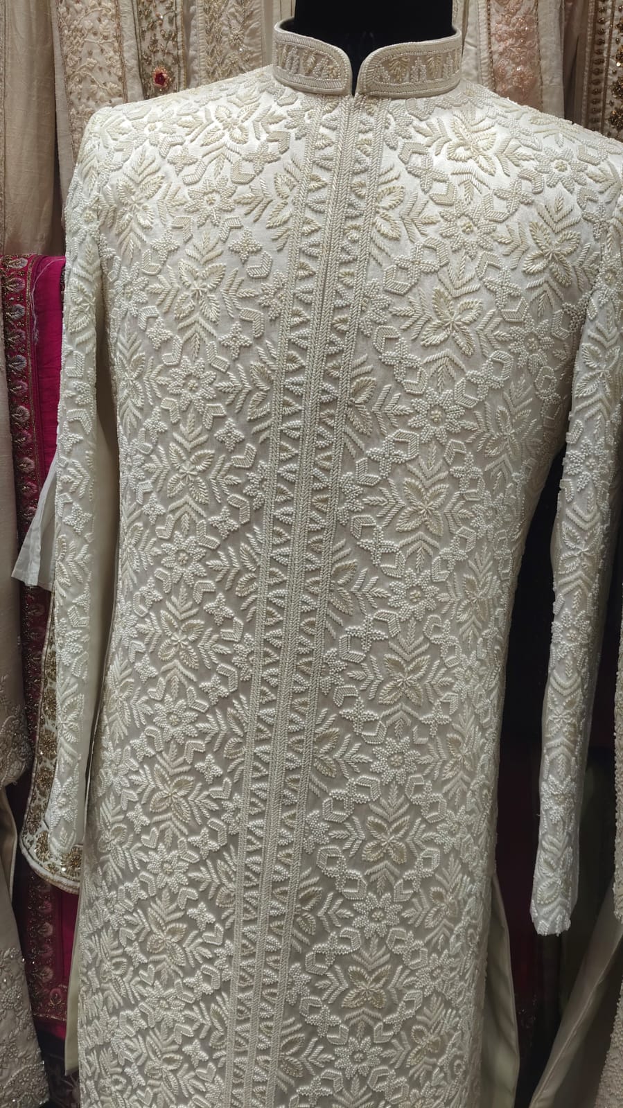 Ivory Floral Heritage Embroidered Sherwani
