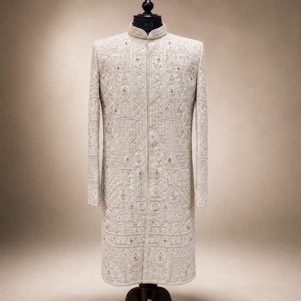Ivory Maharaja Grandeur Embroidered Sherwani