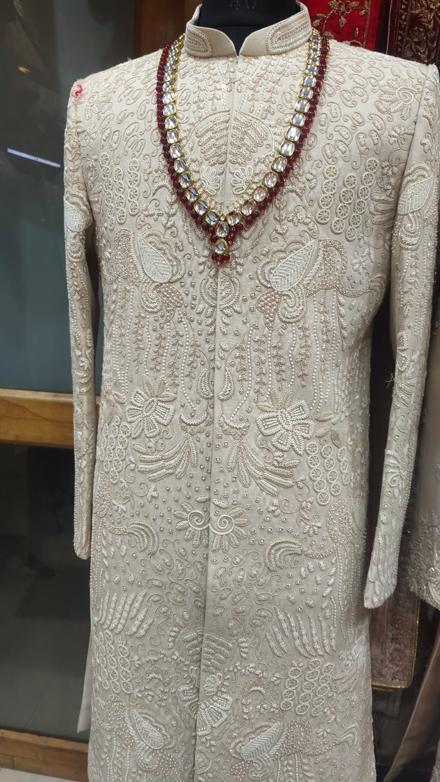 Ivory Paisley Heritage Embroidered Sherwani