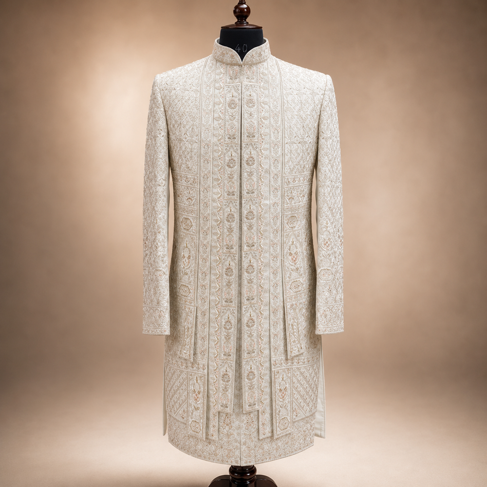 Ivory Regal Garden Embroidered Sherwani