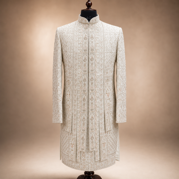 Ivory Regal Garden Embroidered Sherwani