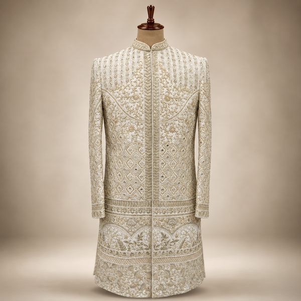Ivory Regal Mirror Embroidered Sherwani