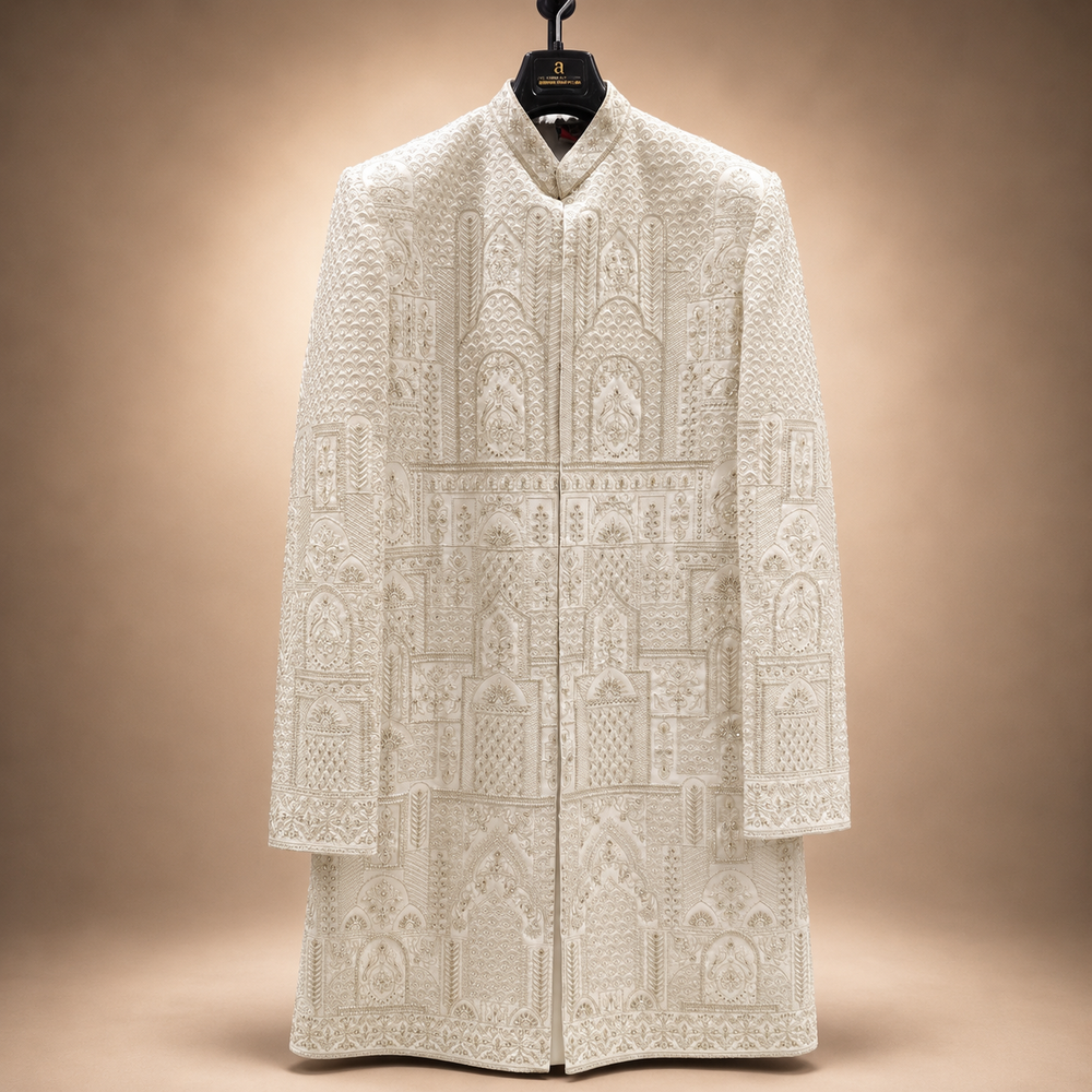 Ivory Royal Facade Embroidered Sherwani