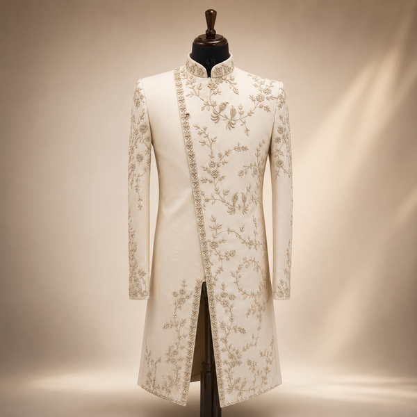 Ivory Royal Vine Embroidered Sherwani