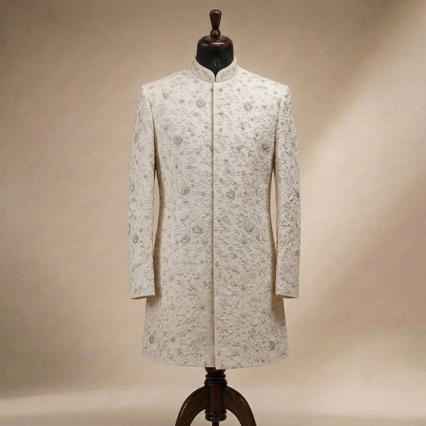 Ivory Floral Garden Embroidered Sherwani