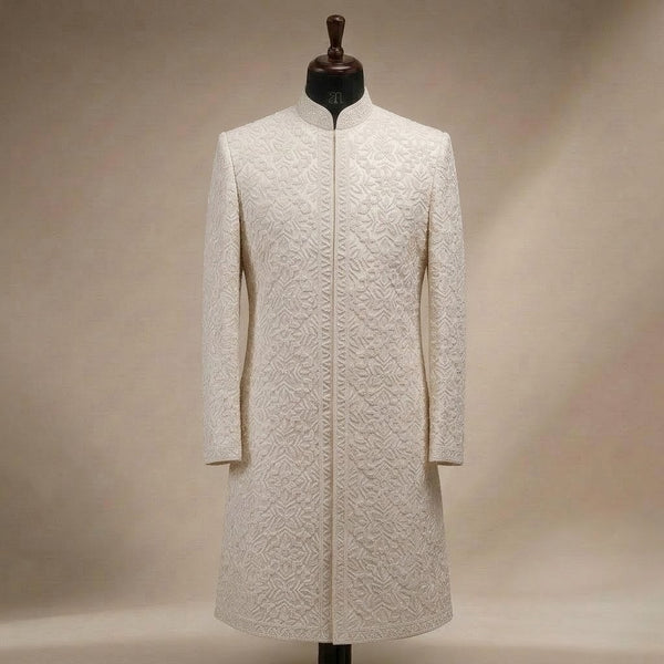 Ivory Floral Heritage Embroidered Sherwani