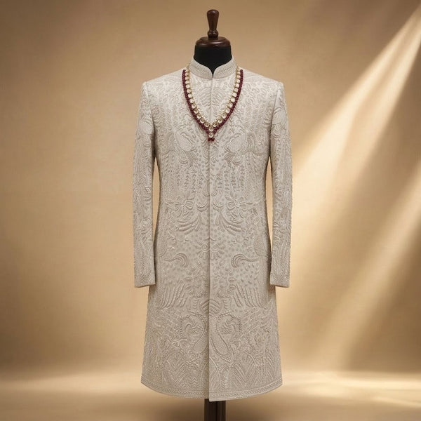 Ivory Paisley Heritage Embroidered Sherwani