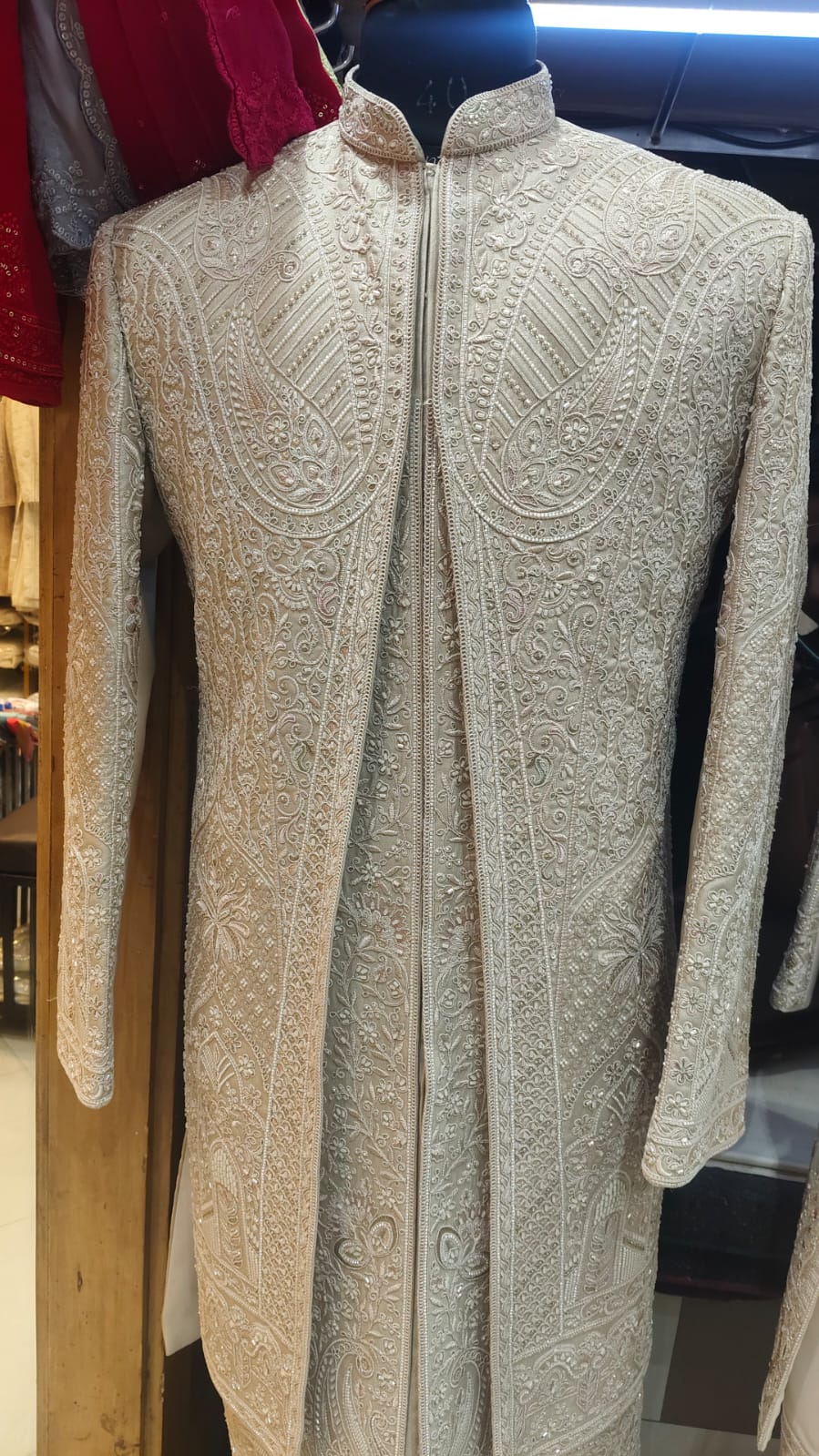 Silver Sage Heritage Embroidered Sherwani