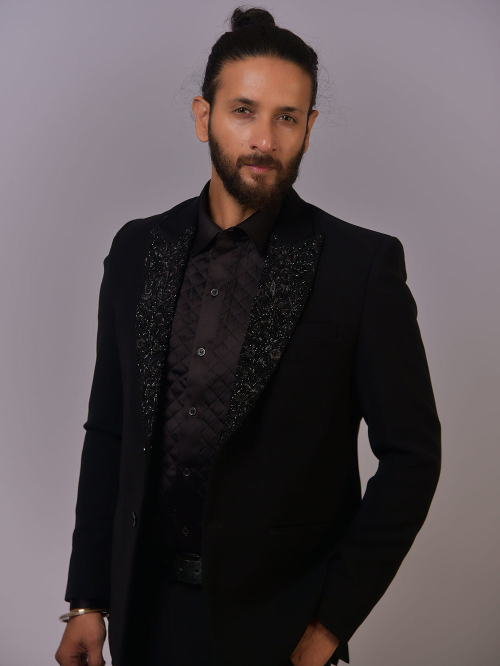 Classic Black Tuxedo with Textured Satin Lapel