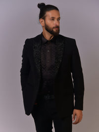 Classic Black Tuxedo with Textured Satin Lapel view 4