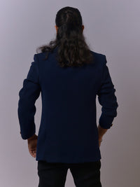 Midnight Blue Hawk Embroidered Bandh Gala view 2