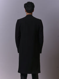 All-Black Embroidered Long Jacket Set view 3