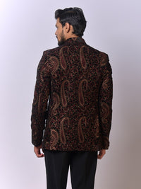 Maroon Paisley Velvet Bandh Gala view 4
