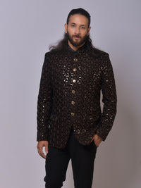 Geometric Mirror Embellished Bandh Gala view 1