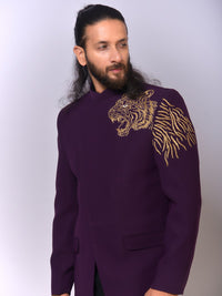 Royal Purple Tiger Motif Bandh Gala view 4