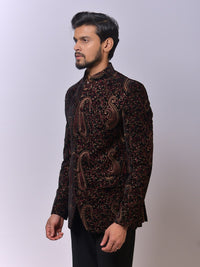 Maroon Paisley Velvet Bandh Gala view 3
